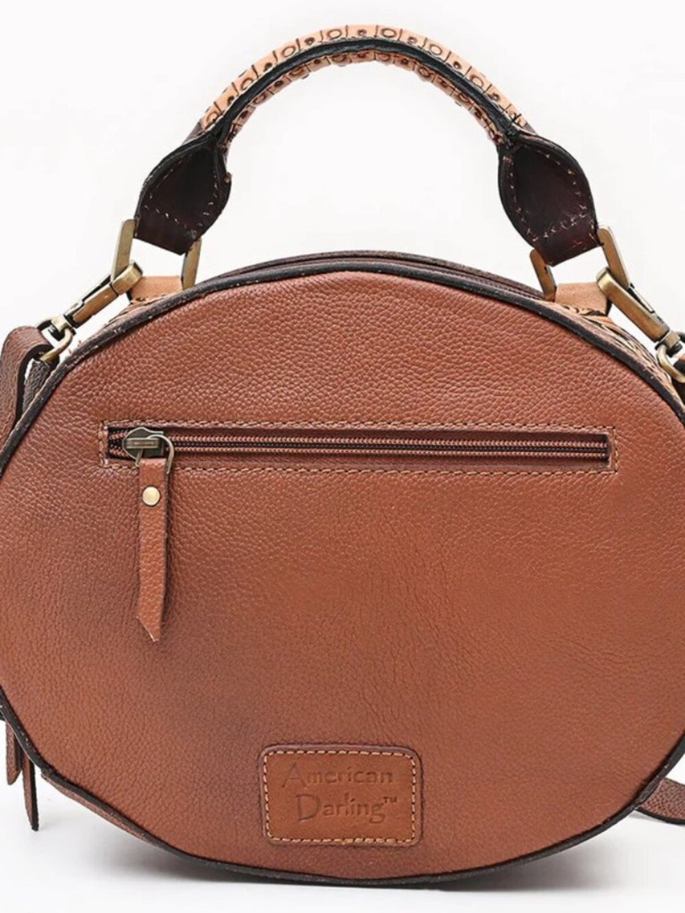 American Darling Western Bloom Tooled Crossbody Leather Canteen Bag - Picture 2 of 7
